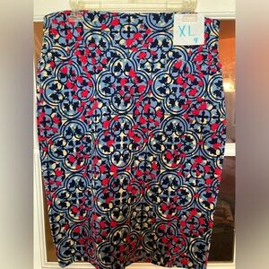 LuLaRoe Cassie Skirt in Red and Navy
